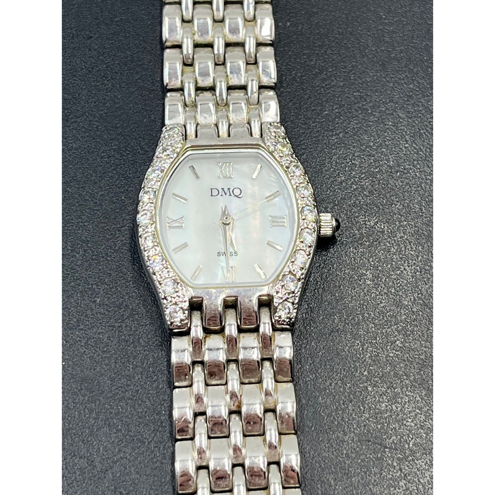 DMQ Diamonique MOP Crystal Accent Roman Numerals Sillver Tone Watch DQ/4018-19.‎ - Picture 2 of 11